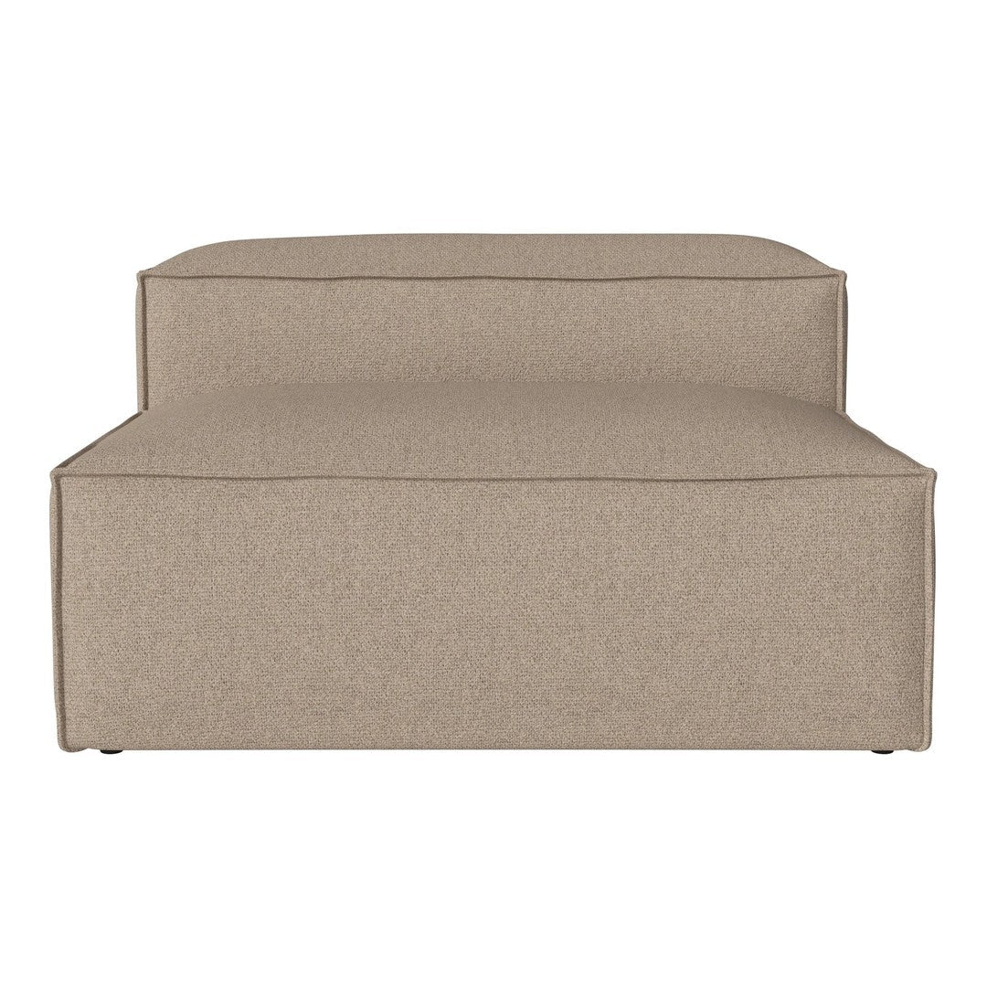 Beige upholstered sofa with a minimalist design and clean lines, perfect for modern interiors.