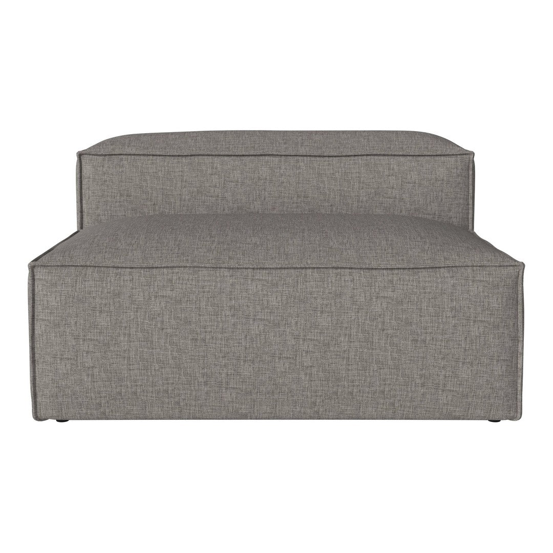 Gray upholstered chair with a clean, minimalist design and subtle texture. Ideal for modern decor.