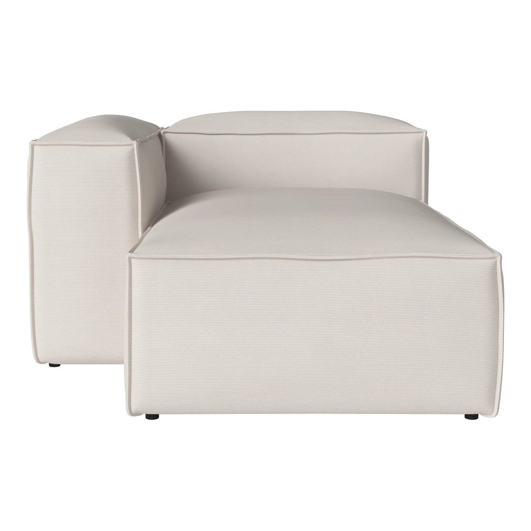 Beige modular sofa with a minimalist design and smooth, textured fabric. Versatile and modern addition to any space.