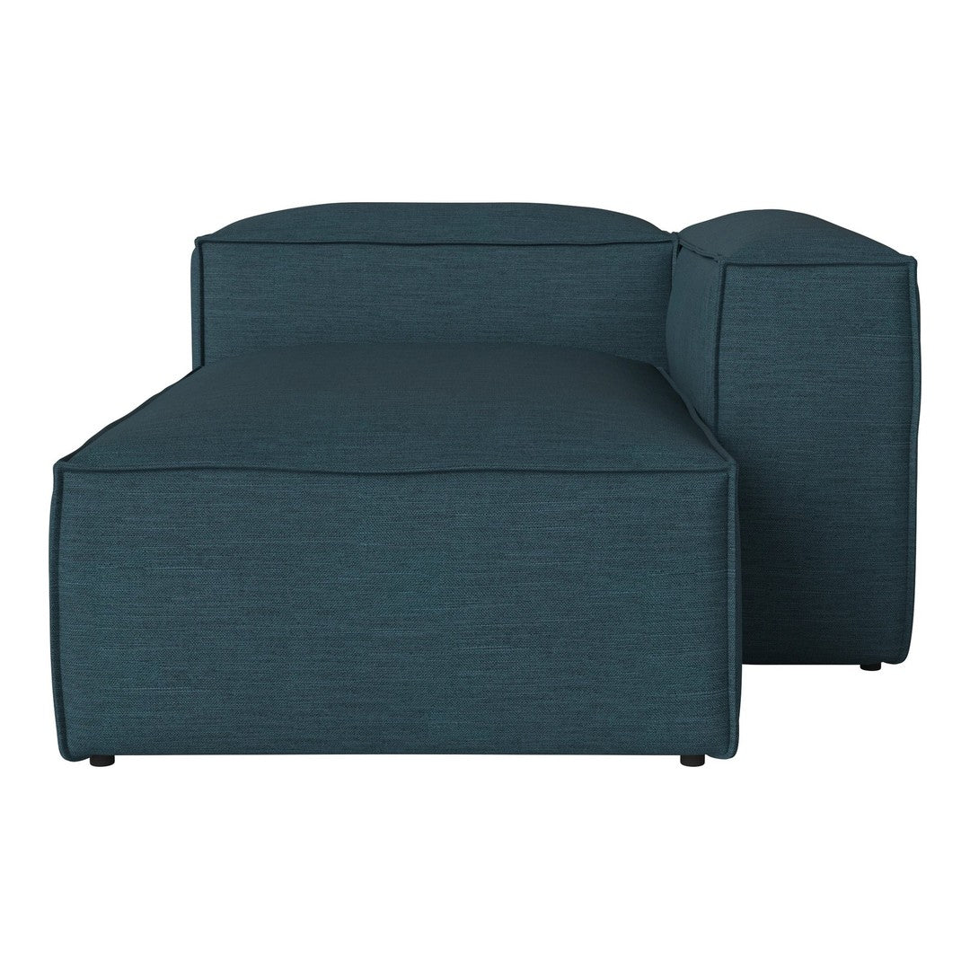 Teal fabric sectional sofa with a smooth texture and modern design, showcasing clean lines and a minimalist style.