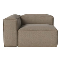 Textured taupe fabric corner sofa with subtle ribbed pattern, perfect for modern living spaces.