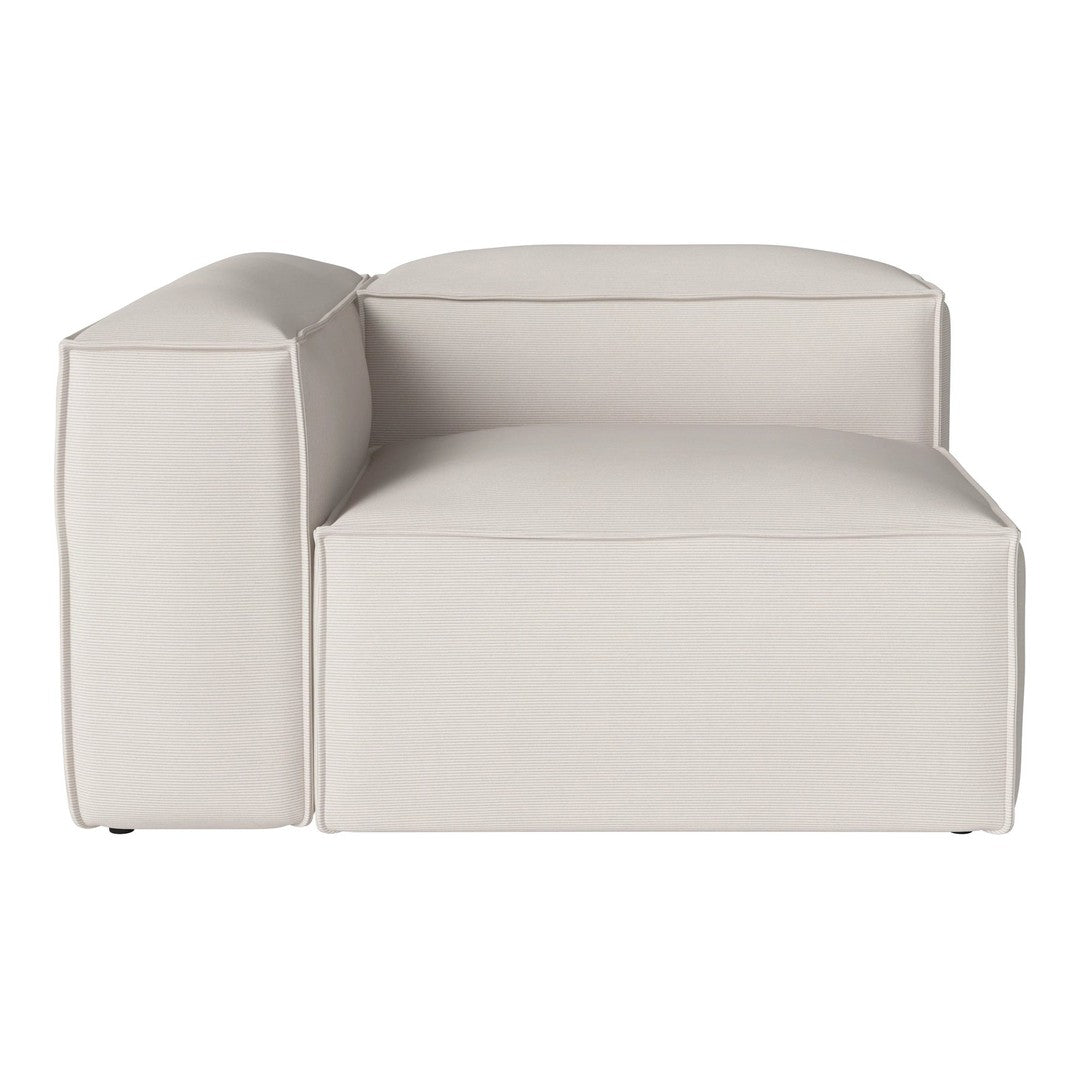 Off-white, textured fabric sectional sofa with clean lines and minimalistic design, perfect for modern decor.