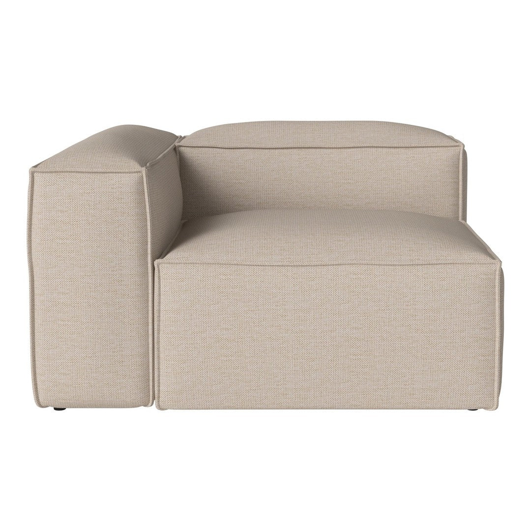 Beige textured fabric corner lounge chair with clean lines and a minimalist design. Perfect for modern interiors.