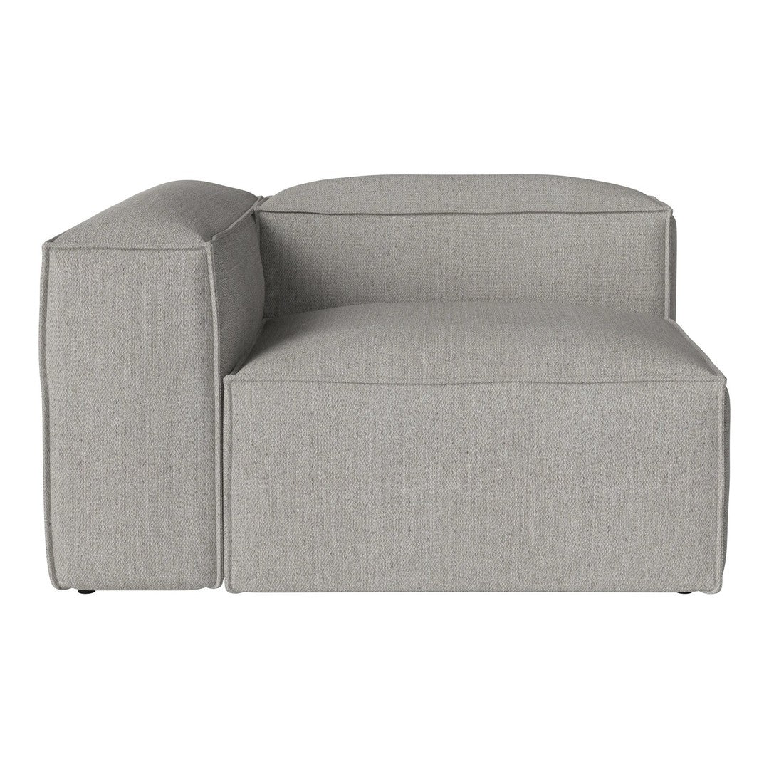 Light grey sectional sofa with a sleek, modern design and subtle texture, perfect for minimalist decor.