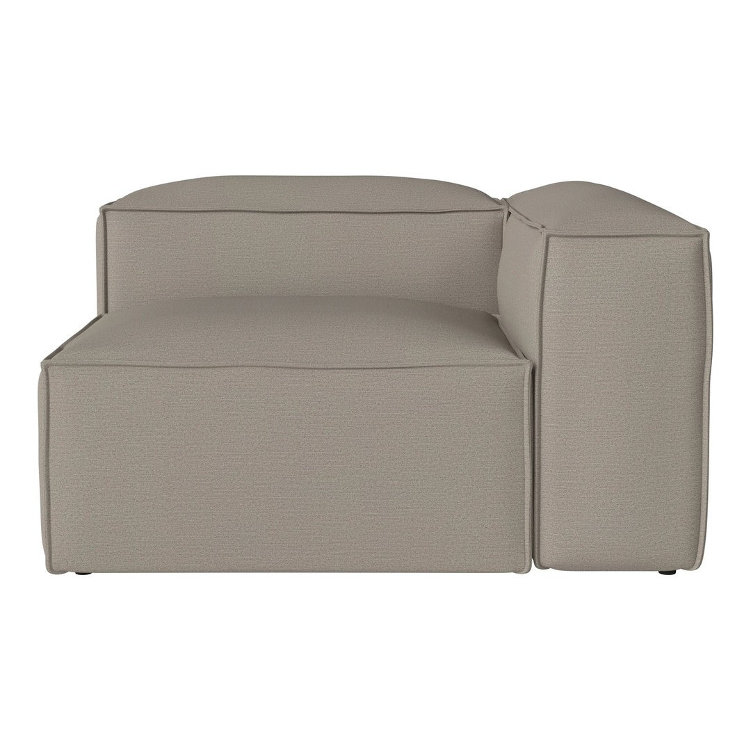 "Light gray modular sofa with smooth, minimalist design and no visible patterns."