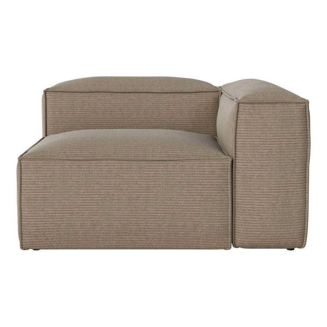 Beige sectional sofa with a textured stripe pattern, perfect for modern living spaces.