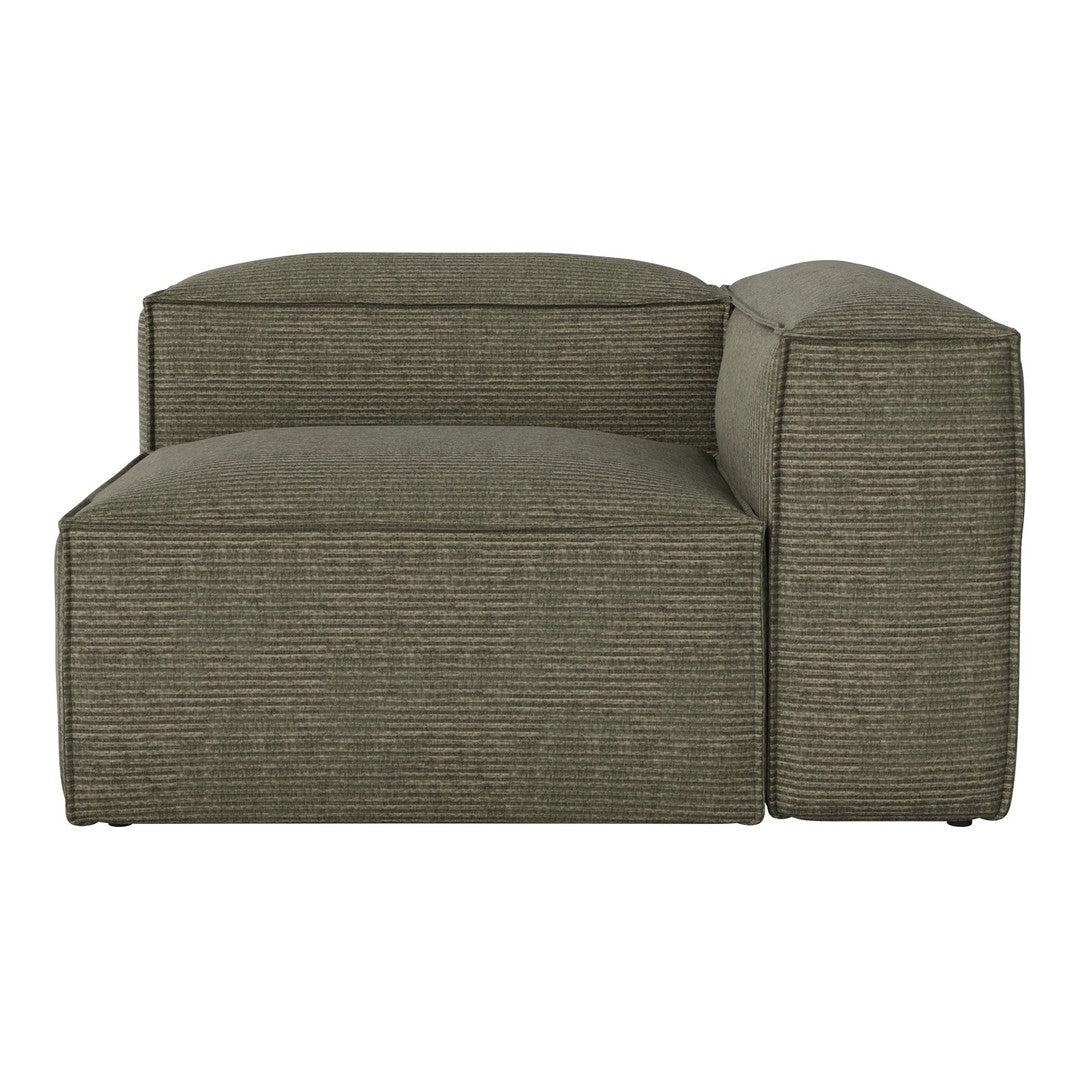 Olive green sectional sofa with a textured, subtle stripe pattern, perfect for modern interiors.