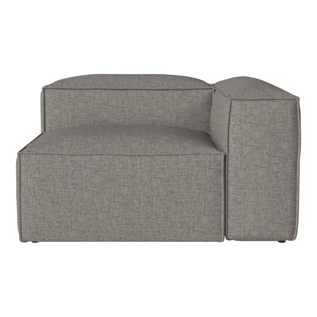 Gray upholstered modular sofa with a subtle textured pattern, featuring clean lines and a modern design.