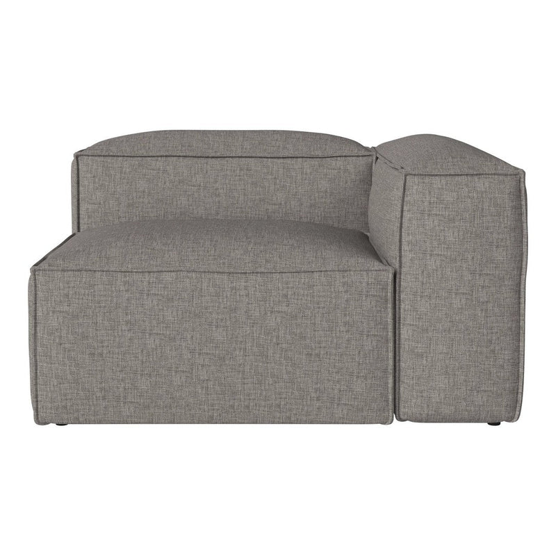 Gray upholstered modular sofa with a subtle textured pattern, featuring clean lines and a modern design.