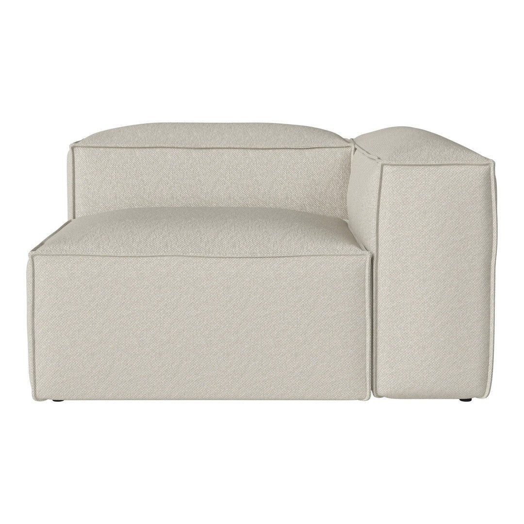 Light beige textured upholstery with a simple, modern design and clean lines. Ideal for contemporary decor.