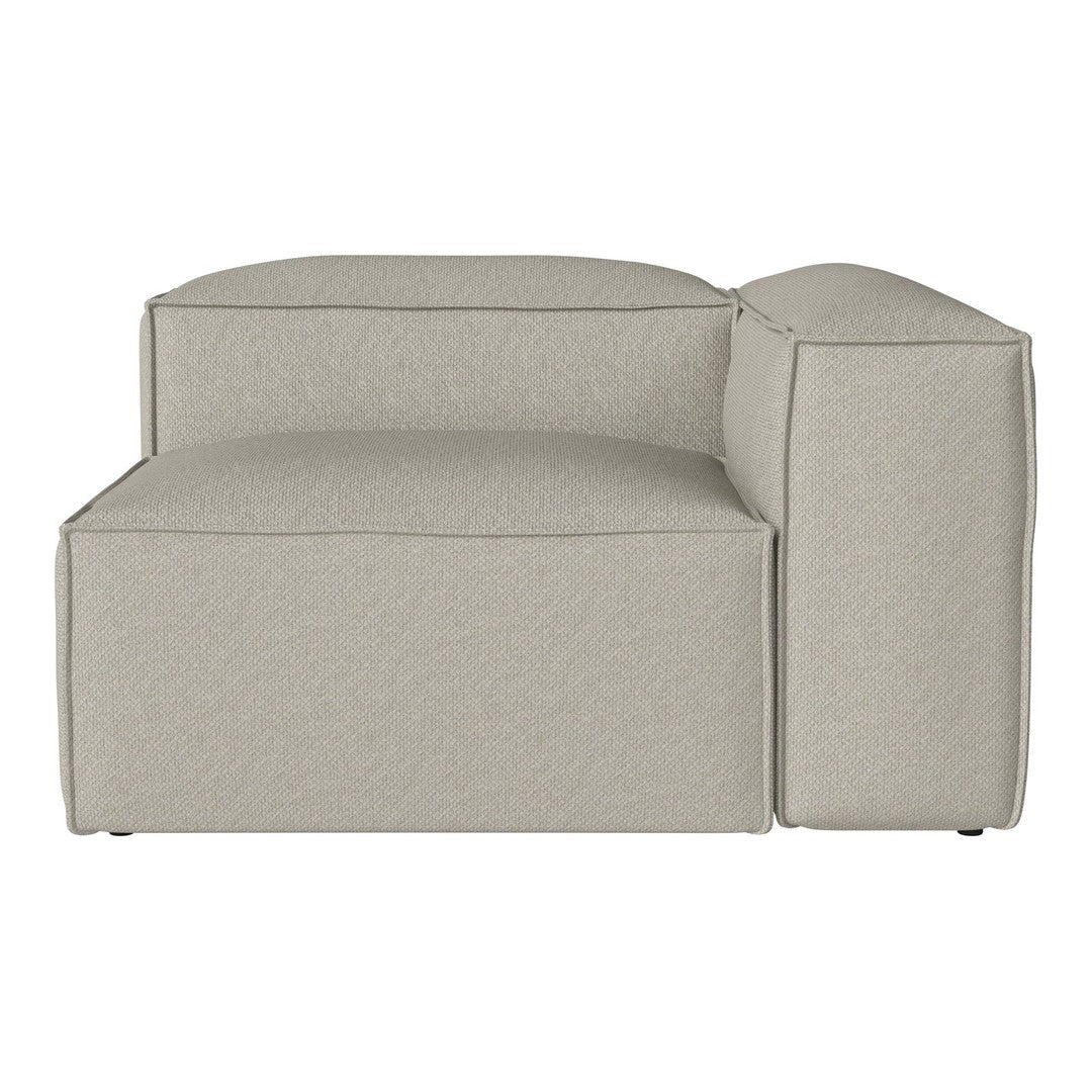 Light gray sectional sofa with a smooth, minimalist design and subtle texture. Perfect for modern interiors.