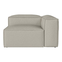 Light gray sectional sofa with a smooth, minimalist design and subtle texture. Perfect for modern interiors.