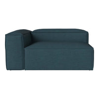 Teal textured fabric chaise lounge with a modern, minimalist design. Stylish and versatile for any living space.