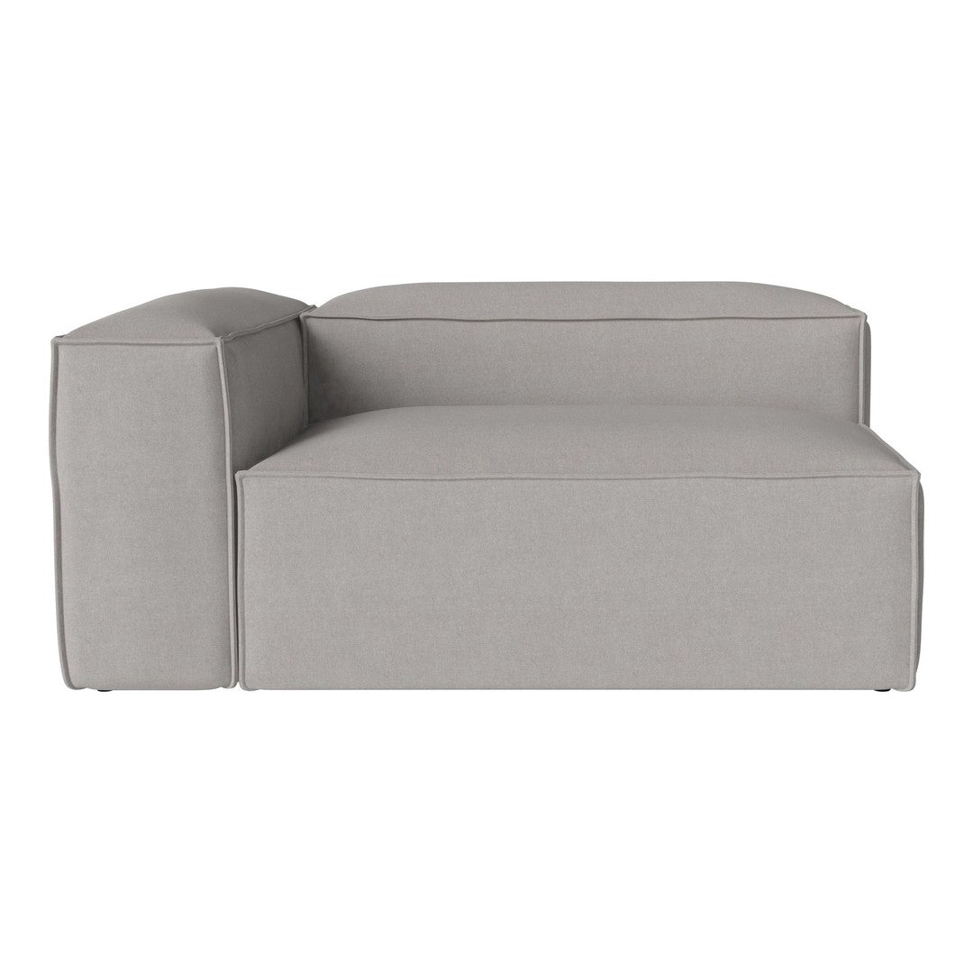 Gray sectional sofa with a smooth, textured fabric and minimalist design. Perfect for modern living spaces.