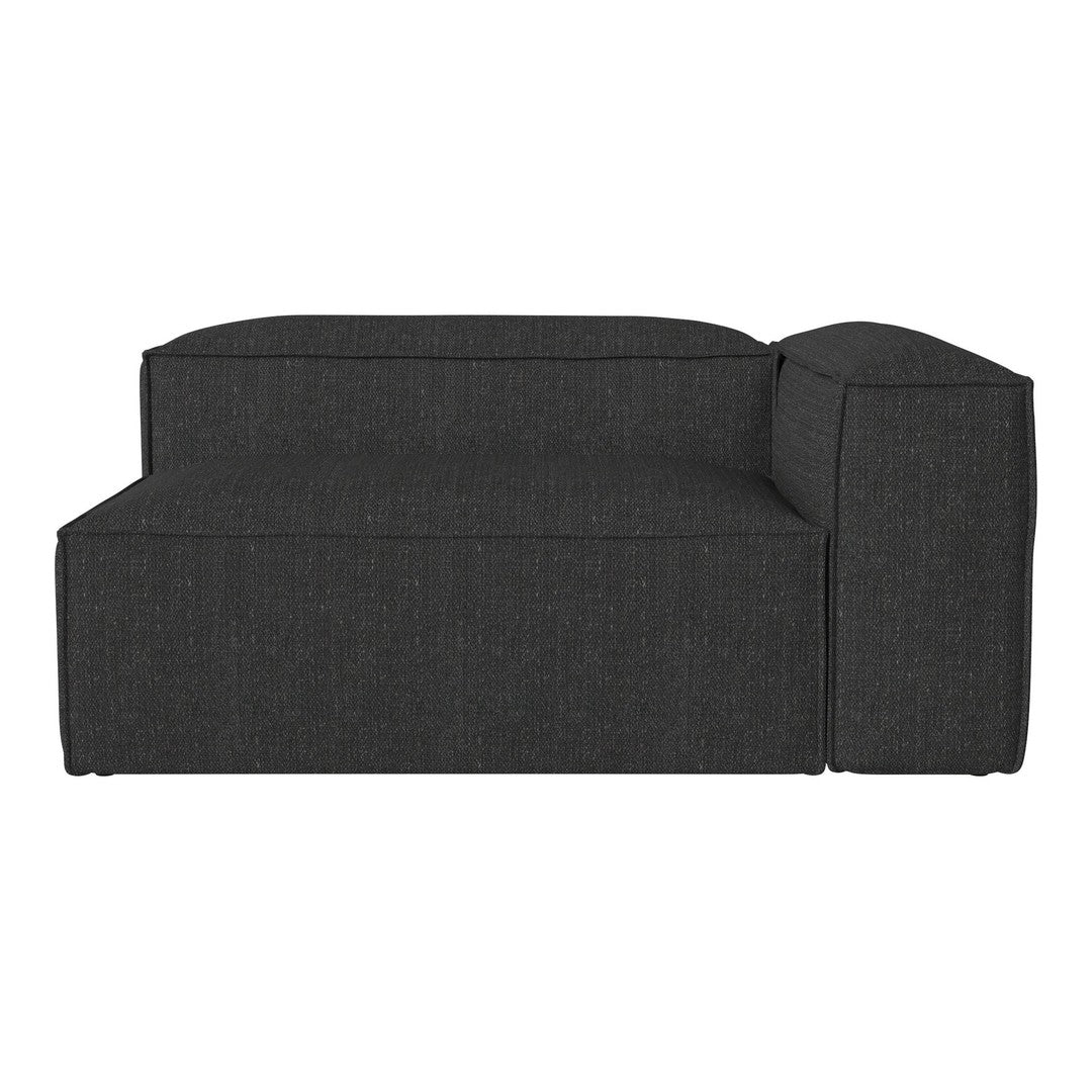 Modern dark gray sectional couch with a sleek, minimalist design and subtle textured fabric. Perfect for contemporary spaces.