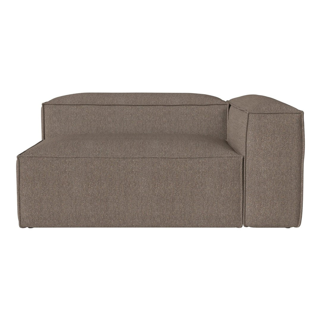 "Contemporary modular sofa in a warm taupe color with a textured fabric finish, offering a minimalist design."
