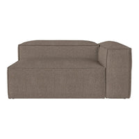 "Contemporary modular sofa in a warm taupe color with a textured fabric finish, offering a minimalist design."