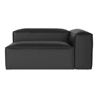 Black modular sofa section with a sleek, minimalist design and smooth fabric surface. Perfect for modern interiors.