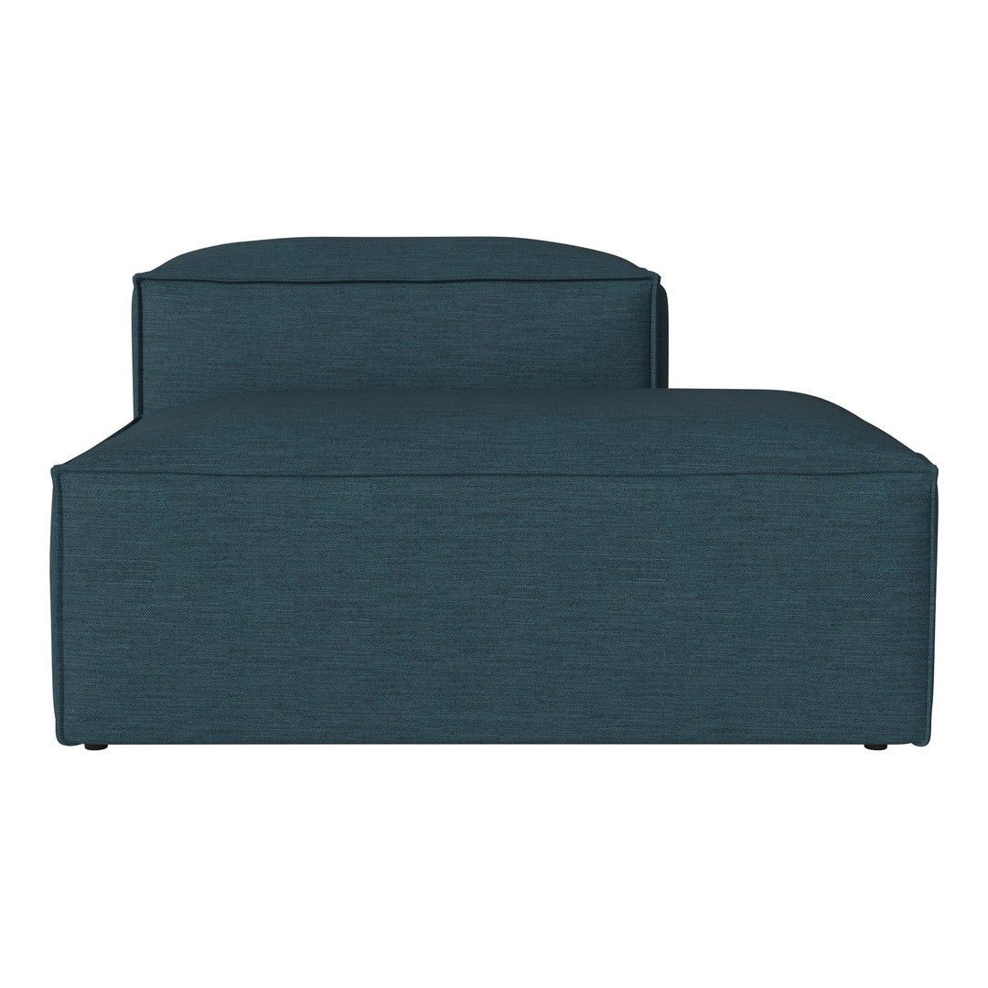 Teal upholstered daybed with a smooth, solid texture and minimalist design for modern decor.