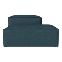 Teal upholstered daybed with a smooth, solid texture and minimalist design for modern decor.