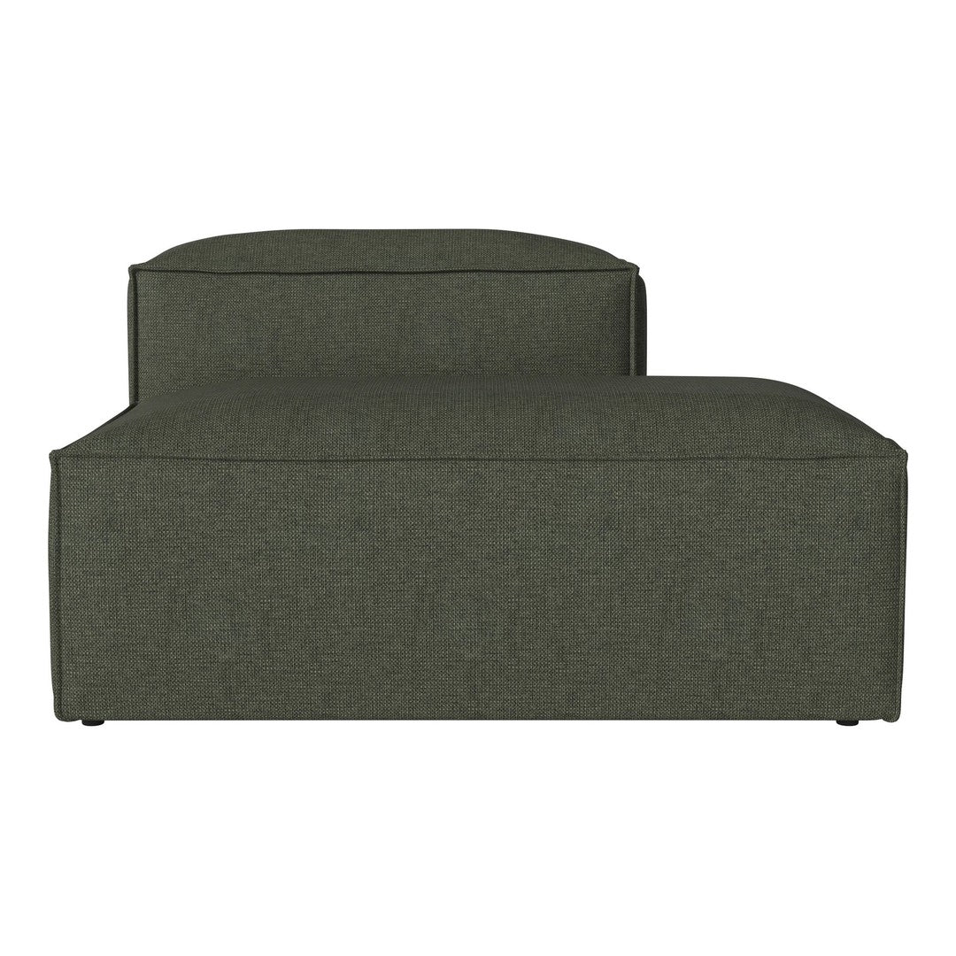 Olive green modular sofa with a contemporary, smooth finish and minimalist design. Perfect for stylish living spaces.
