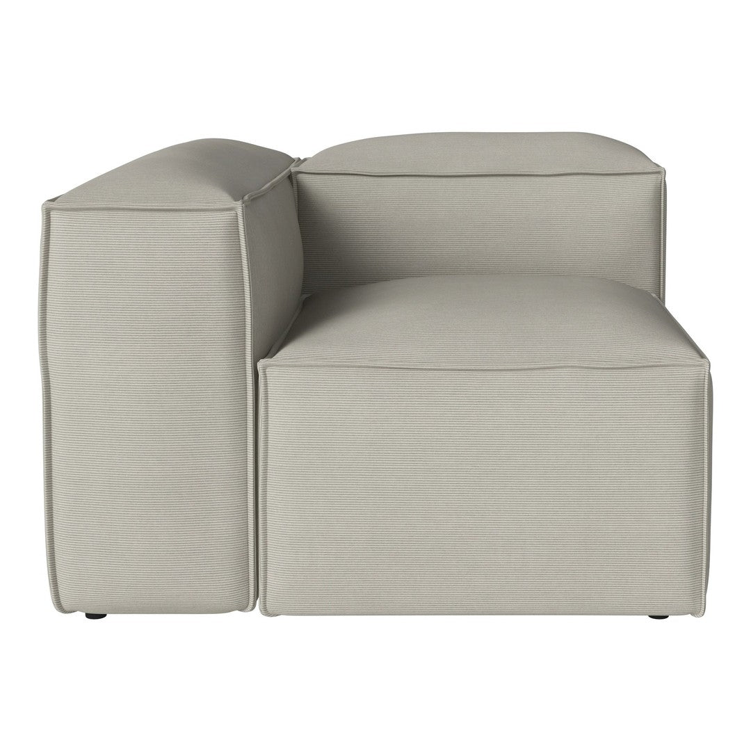 Light gray modular sofa section with a smooth, minimalist design and clean lines, perfect for modern interiors.