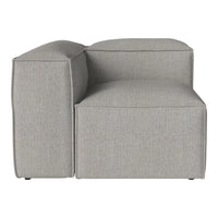 Gray upholstered corner sofa with a smooth, minimalist design and subtle texture. Perfect for modern interiors.