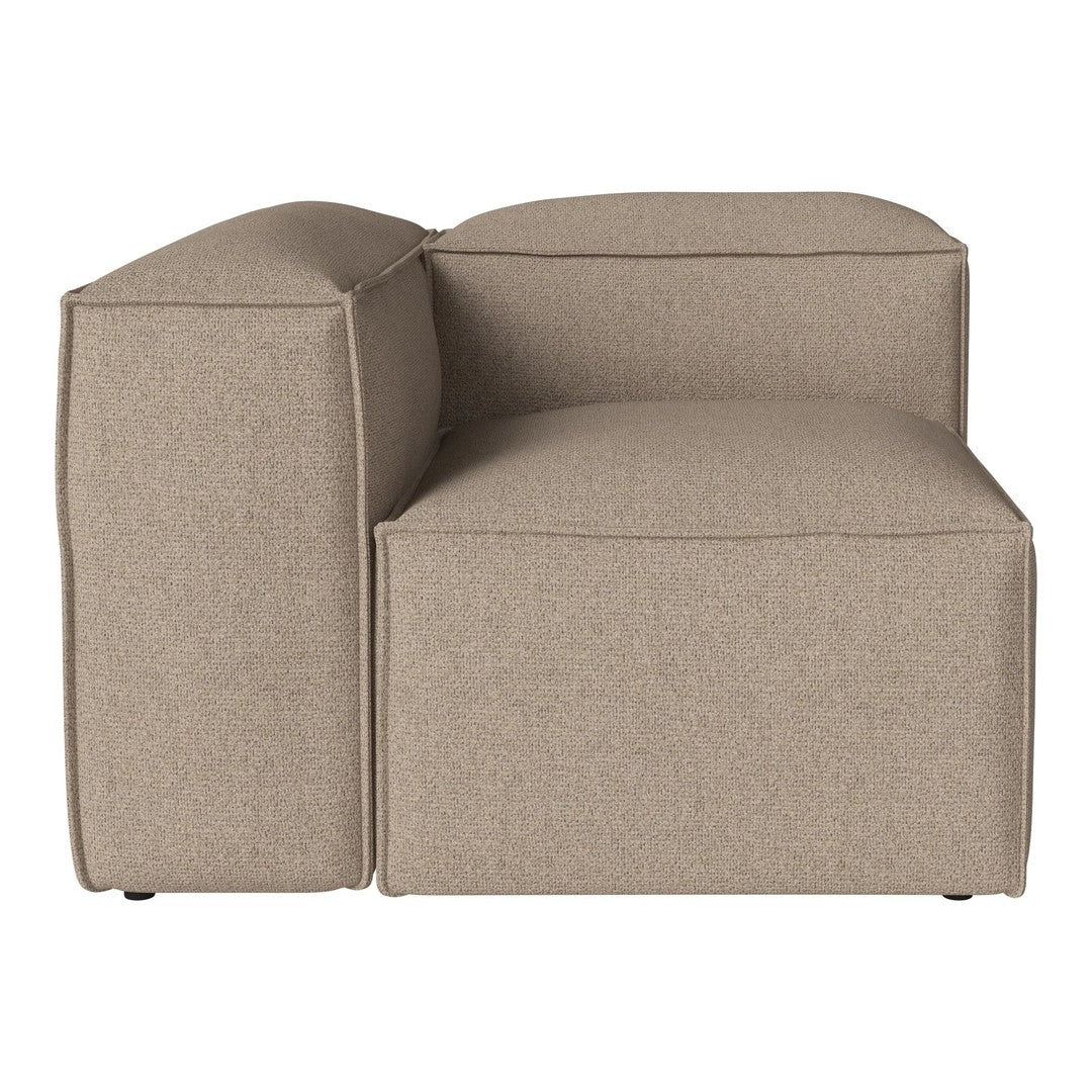 Beige couch with a smooth, textured fabric and modern, minimalistic design. Ideal for contemporary interiors.