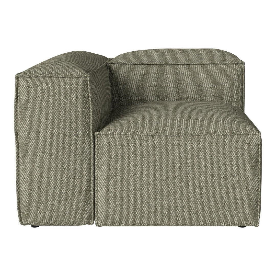 Textured olive green fabric with a sleek, modern design, perfect for contemporary living spaces.
