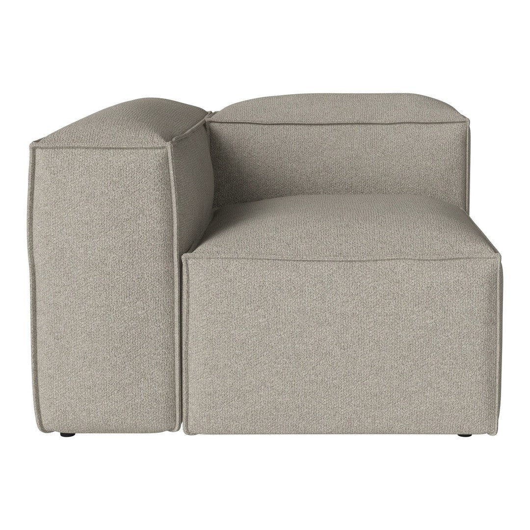 Textured light gray fabric corner sofa with a modern, minimalist design and clean lines. Ideal for contemporary decor.