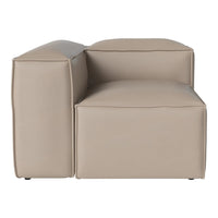 Beige modular sofa with smooth texture and minimalistic design, ideal for modern spaces.