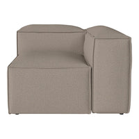 Light taupe sectional sofa with a smooth, modern fabric and clean lines, perfect for contemporary living spaces.
