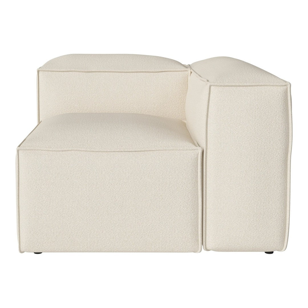 Cream-colored modular sofa section with a smooth, textured fabric and clean lines. Ideal for modern decor.