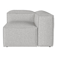 Gray modular sofa section with a smooth, textured fabric and simple, modern design for versatile styling.