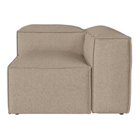 Beige modular couch section with a minimalist design and textured fabric, perfect for modern living spaces.