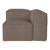 Brown textured fabric corner sofa with a modern, minimalist design, perfect for stylish living spaces.