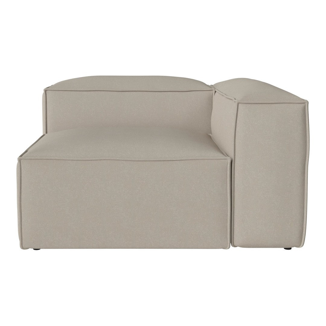 Beige modular sofa with a smooth, modern design and clean lines, perfect for contemporary home decor.