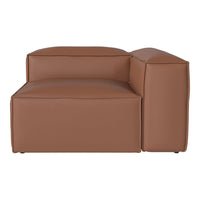 Brown modular sofa with a smooth, minimalist design and clean lines, perfect for modern interiors.