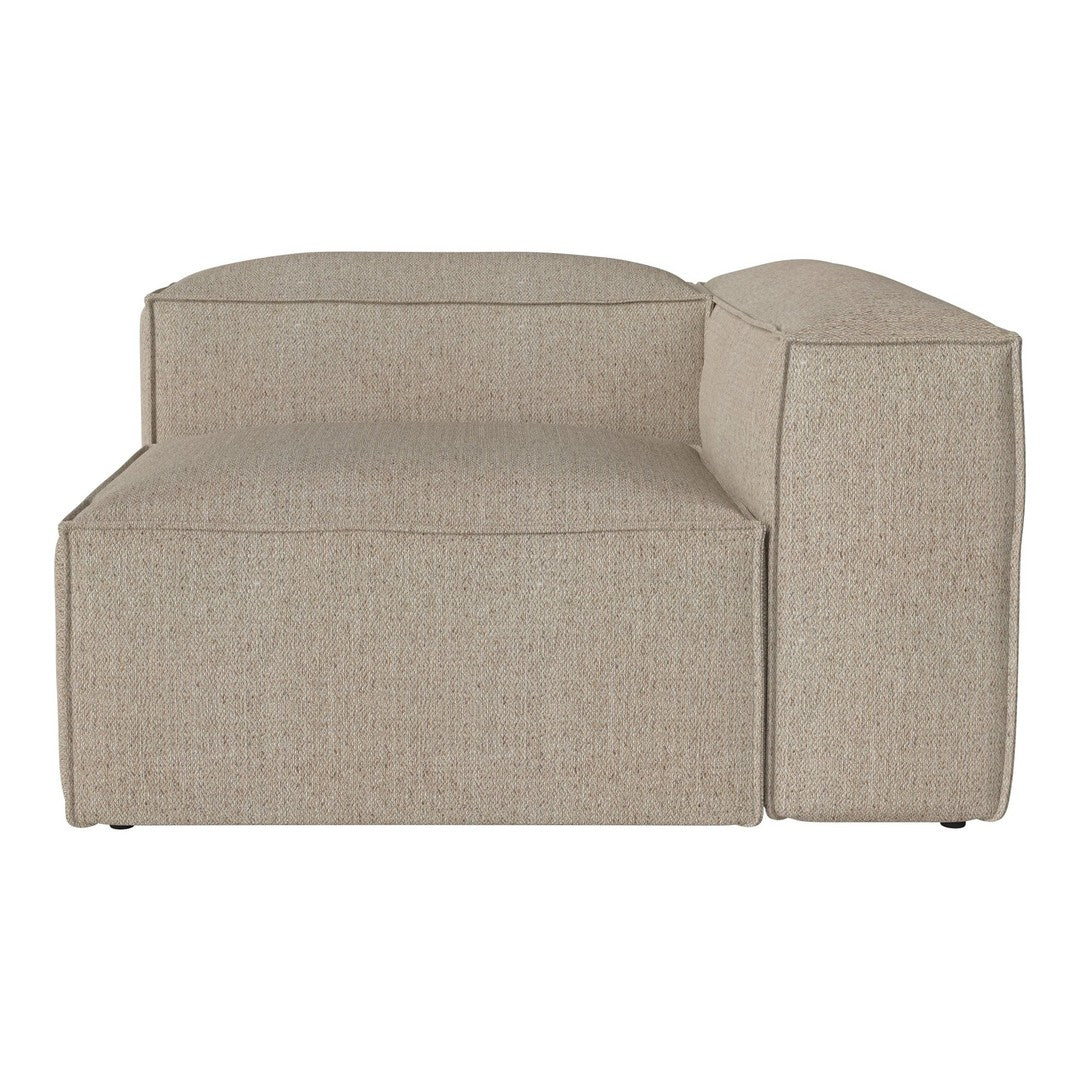 Beige modular sofa with a textured pattern, featuring a modern, minimalist design ideal for contemporary spaces.