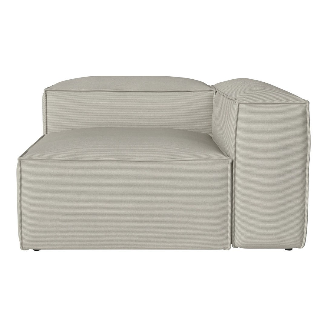 Light gray sectional sofa with subtle ribbed texture and modern geometric design. Perfect for contemporary decor.