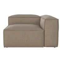 Beige modular sofa with a textured, striped pattern for a modern, stylish look. Perfect for any living space.
