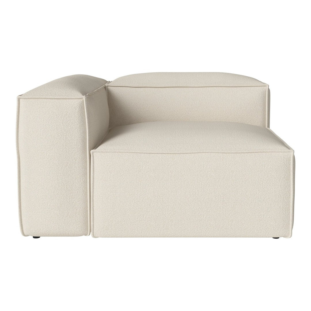 Beige sectional sofa with a clean, modern design and smooth, textured fabric. Neutral color perfect for various decor styles.
