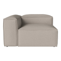 Light taupe sectional sofa with a smooth, textured fabric and minimalistic design. Perfect for modern decor.