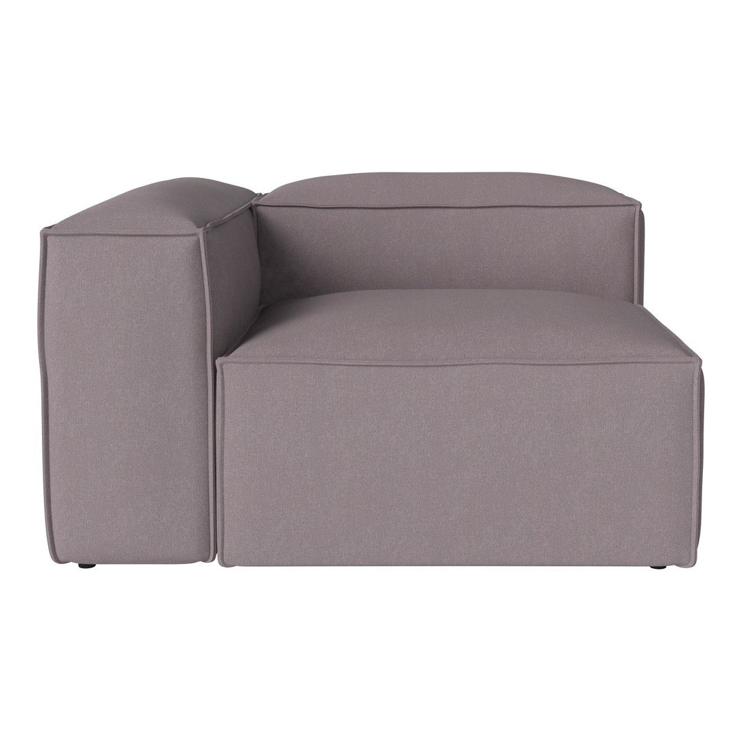 Contemporary gray sectional sofa with a sleek, minimalist design and smooth fabric texture. Perfect for modern spaces.