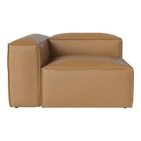 Modern tan leather sofa with a minimalist design and smooth, clean lines. Ideal for contemporary interiors.