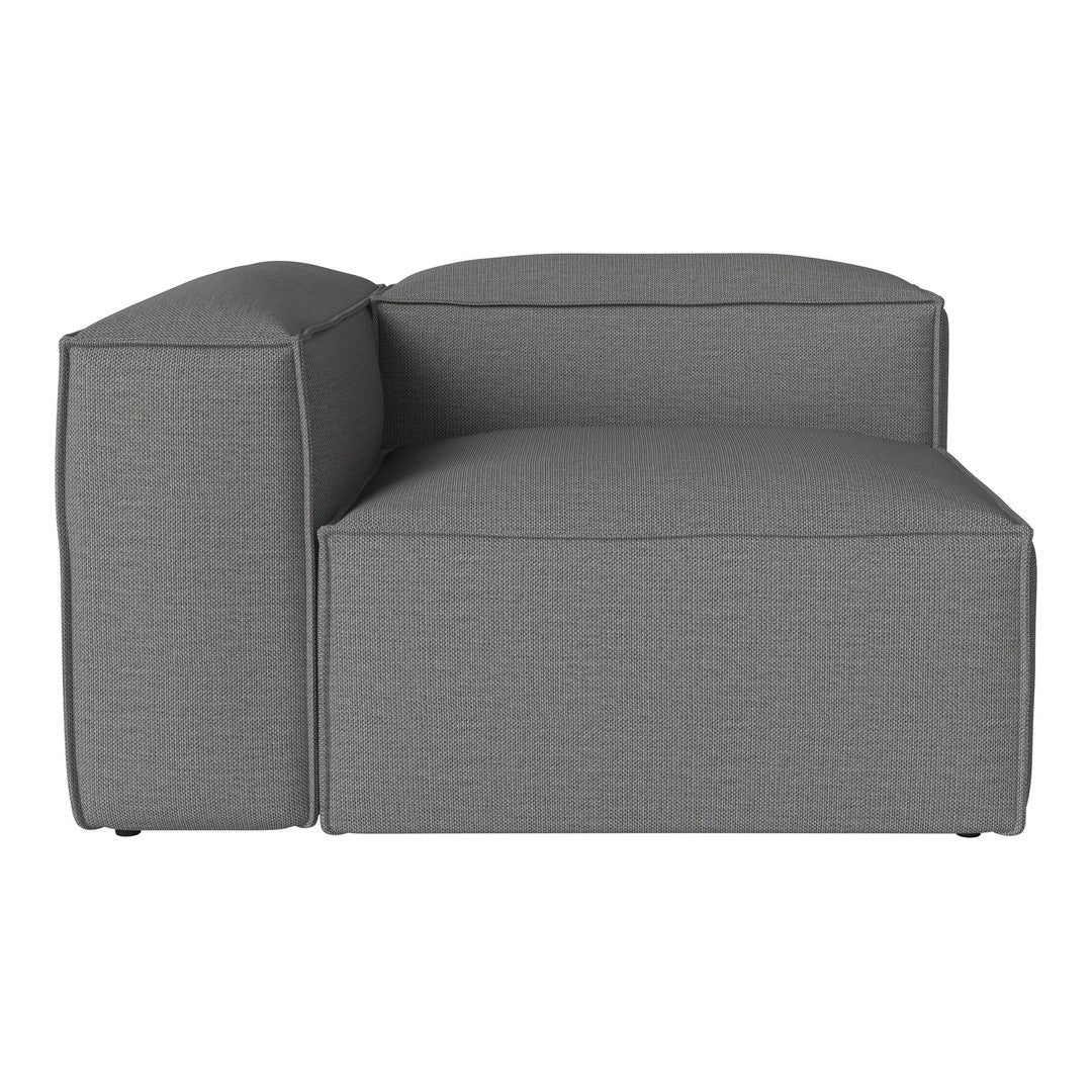 Gray textured sofa section with a modern, minimalist design and clean lines. Perfect for contemporary decor.