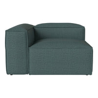 Teal woven fabric corner sofa section with modern geometric pattern and clean lines. Ideal for contemporary interiors.
