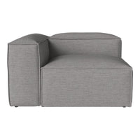 Gray upholstered sectional sofa with a textured pattern and minimalist design. Perfect for modern living spaces.