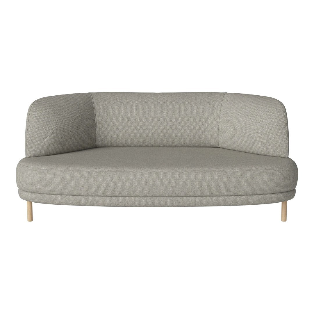 Light gray upholstered sofa with smooth, modern lines and natural wood legs. Ideal for contemporary living spaces.