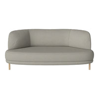Light gray upholstered sofa with smooth, modern lines and natural wood legs. Ideal for contemporary living spaces.